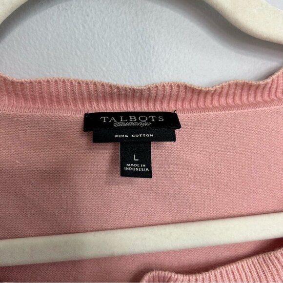 Talbots Soft Pink Knit Sweater Button Front Lightweight Pima Cotton Cardigan - Picture 2 of 6